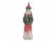 Červeno-zelená vánoční dekorace Santa s věnečkem - 7*6*24 cm Clayre & Eef