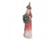 Červeno-zelená vánoční dekorace Santa s věnečkem - 7*6*24 cm Clayre & Eef