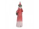Červeno-zelená vánoční dekorace Santa s věnečkem - 7*6*24 cm Clayre & Eef