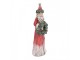 Červeno-zelená vánoční dekorace Santa s věnečkem - 7*6*24 cm Clayre & Eef