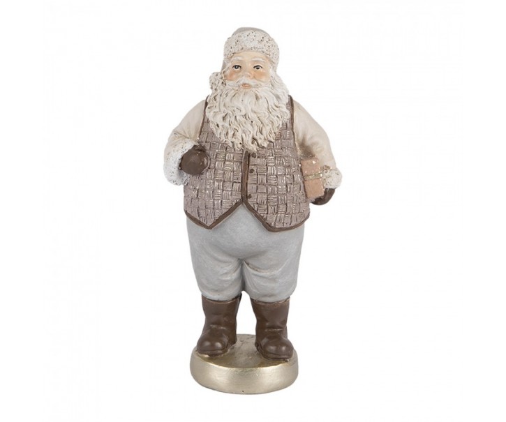 Christmas Decoration Figurine Santa Claus 8x6x15 Cm Beige Plastic - 8.0 cm Clayre & Eef
