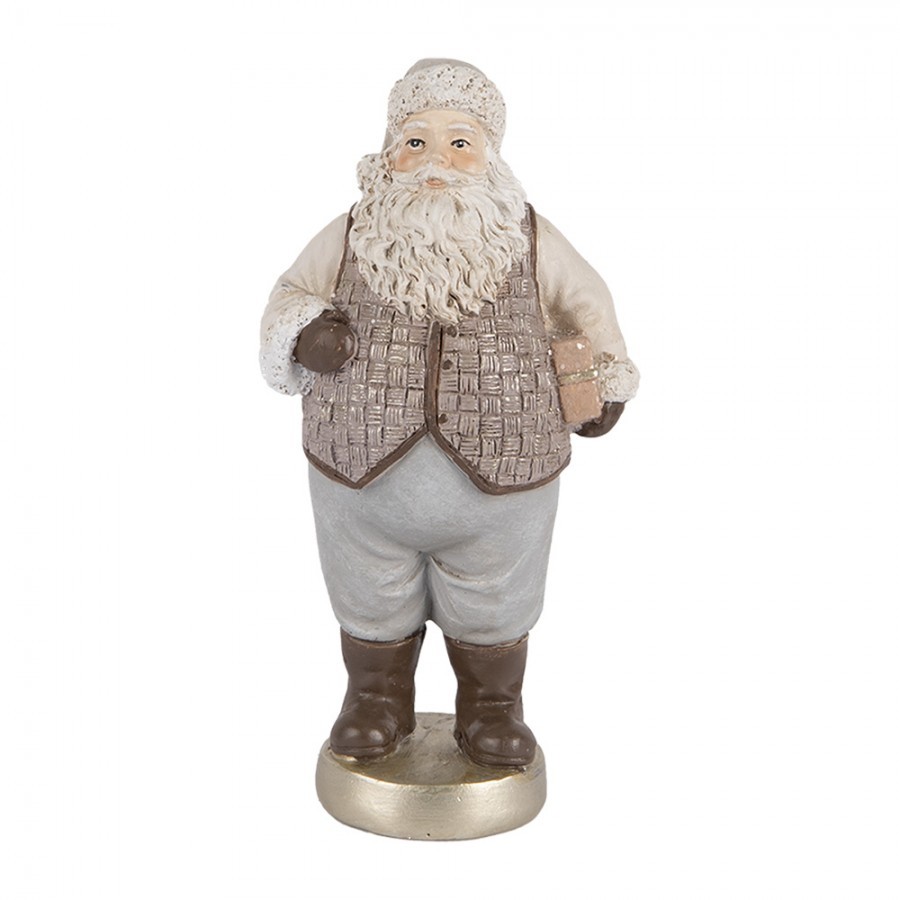 Christmas Decoration Figurine Santa Claus 8x6x15 Cm Beige Plastic - 8.0 cm