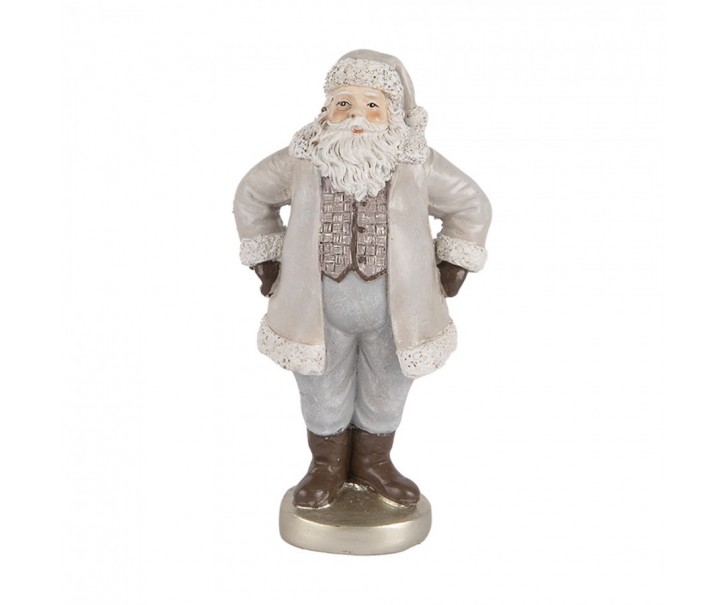 Christmas Decoration Figurine Santa Claus 8x6x15 Cm Grey Plastic - 8.0 cm Clayre & Eef