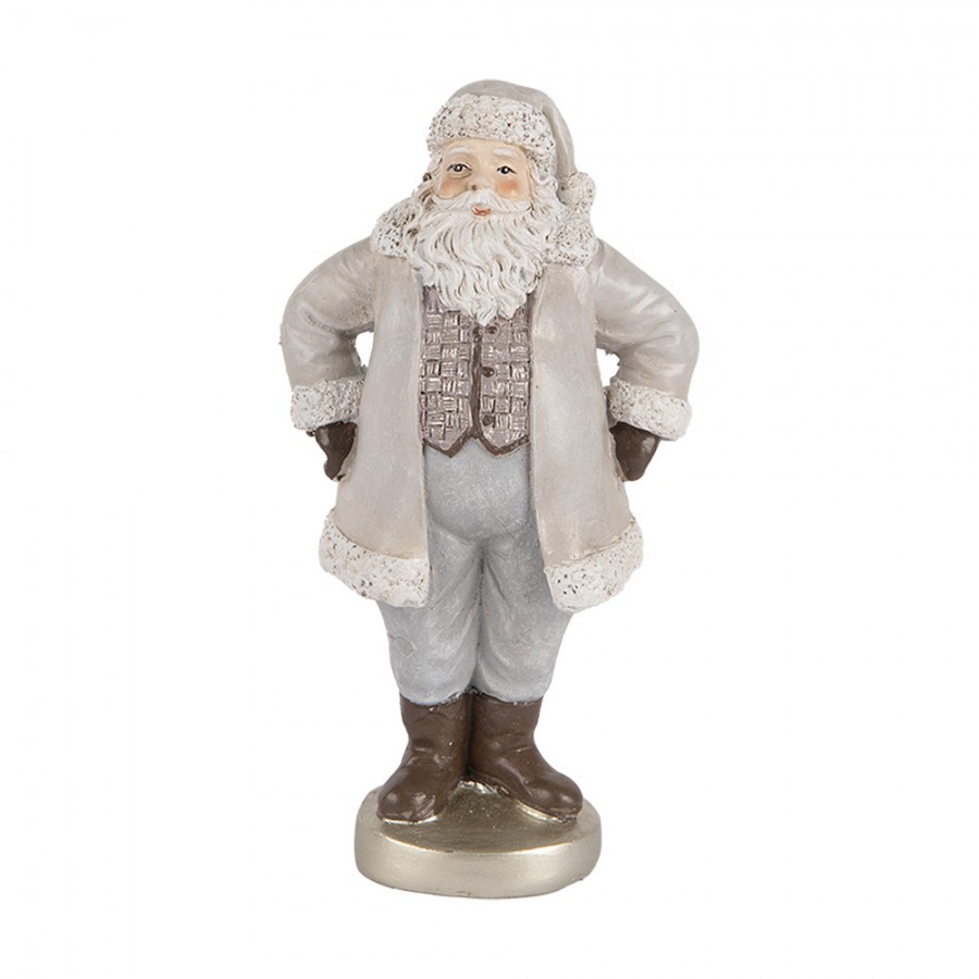 Christmas Decoration Figurine Santa Claus 8x6x15 Cm Grey Plastic - 8.0 cm