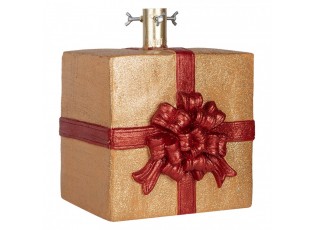 Červenozlatý stojan na stromek v podobě dárku - 26*25*32 cm