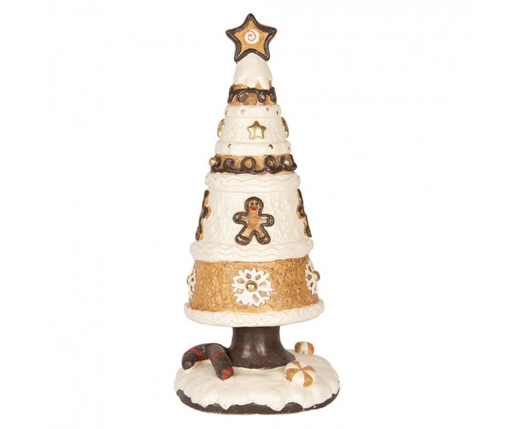 Béžová dekorace stromek s perníčky Christmas Tree - Ø 24*51 cm Clayre & Eef