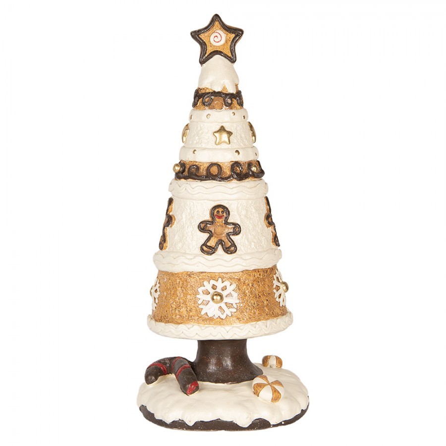Béžová dekorace stromek s perníčky Christmas Tree - Ø 24*51 cm