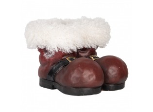 Červený antik obal na květináč Santovy boty - 26*26*20 cm