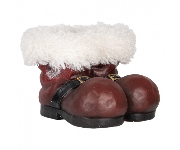 Červený antik obal na květináč Santovy boty - 26*26*20 cm Clayre & Eef