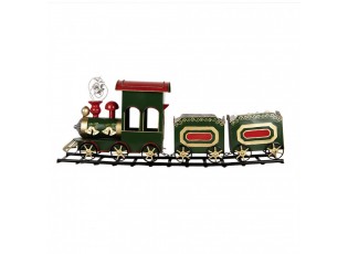 Zelená kovová dekorace vláček Christmas Train - 77*15*33 cm