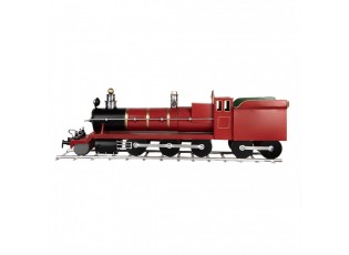 Červená kovová dekorace vláček Christmas Train - 86*18*27 cm
