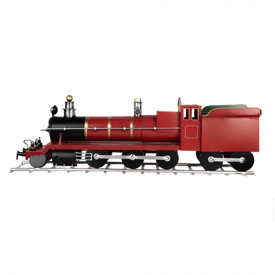 Červená kovová dekorace vláček Christmas Train - 86*18*27 cm