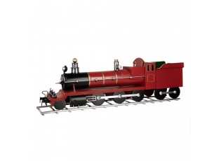 Červená kovová dekorace vláček Christmas Train - 86*18*27 cm