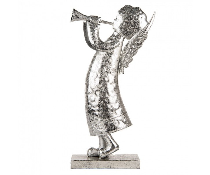 Christmas Decoration Figurine Angel 30x15x50 Cm Silver Colored Metal - 30.0 cm Clayre & Eef