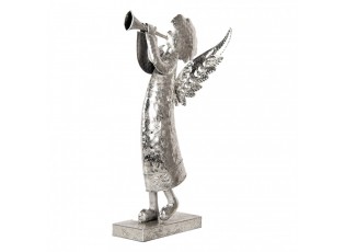 Christmas Decoration Figurine Angel 30x15x50 Cm Silver Colored Metal - 30.0 cm