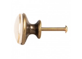 Béžová keramická knopka se zlatým okrajem - Ø 3*3 cm / S3 cm
