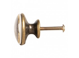 Šedá keramická knopka se zlatým okrajem - Ø 3*3 cm / S3 cm