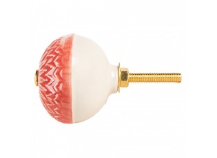 Červená keramická knopka s ornamenty - Ø 4*3 cm / S3 cm