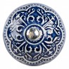 Modrá keramická knopka s ornamenty - Ø 4*3 cm / S3 cm