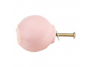 Růžová keramická knopka Smile - Ø 4*4 cm / S3 cm
