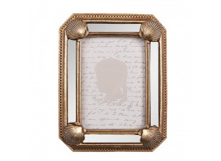 Zlatý fotorámeček s mušličkami a zrcátky - 9*2*12 cm / 6*9 cm