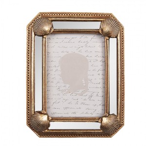 Zlatý fotorámeček s mušličkami a zrcátky - 9*2*12 cm / 6*9 cm