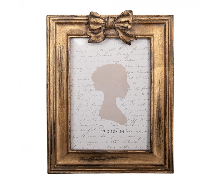 Zlatý antik fotorámeček s mašličkou - 19*3*25 cm / 13*18 cm Clayre & Eef