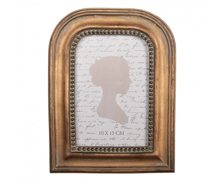 Zlatý antik fotorámeček s perličkami - 16*2*21 cm / 10*15 cm Clayre & Eef