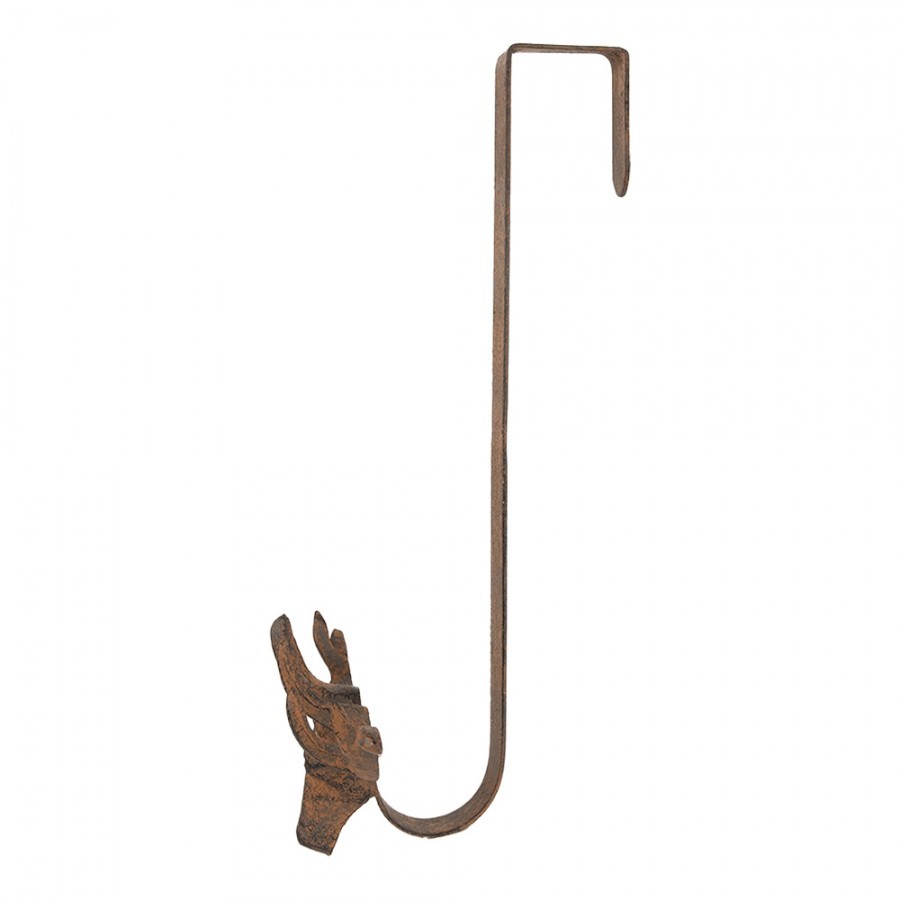 Hnědý antik háček na dveře na věnec Jelen - 28*11*37 cm