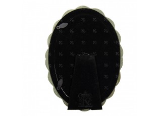 Zelený oválný fotorámeček s perličkami - 13*2*18 cm / 10*15 cm