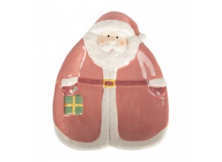 Růžový dezertní keramický talířek Santa Claus - 20*16*4 cm