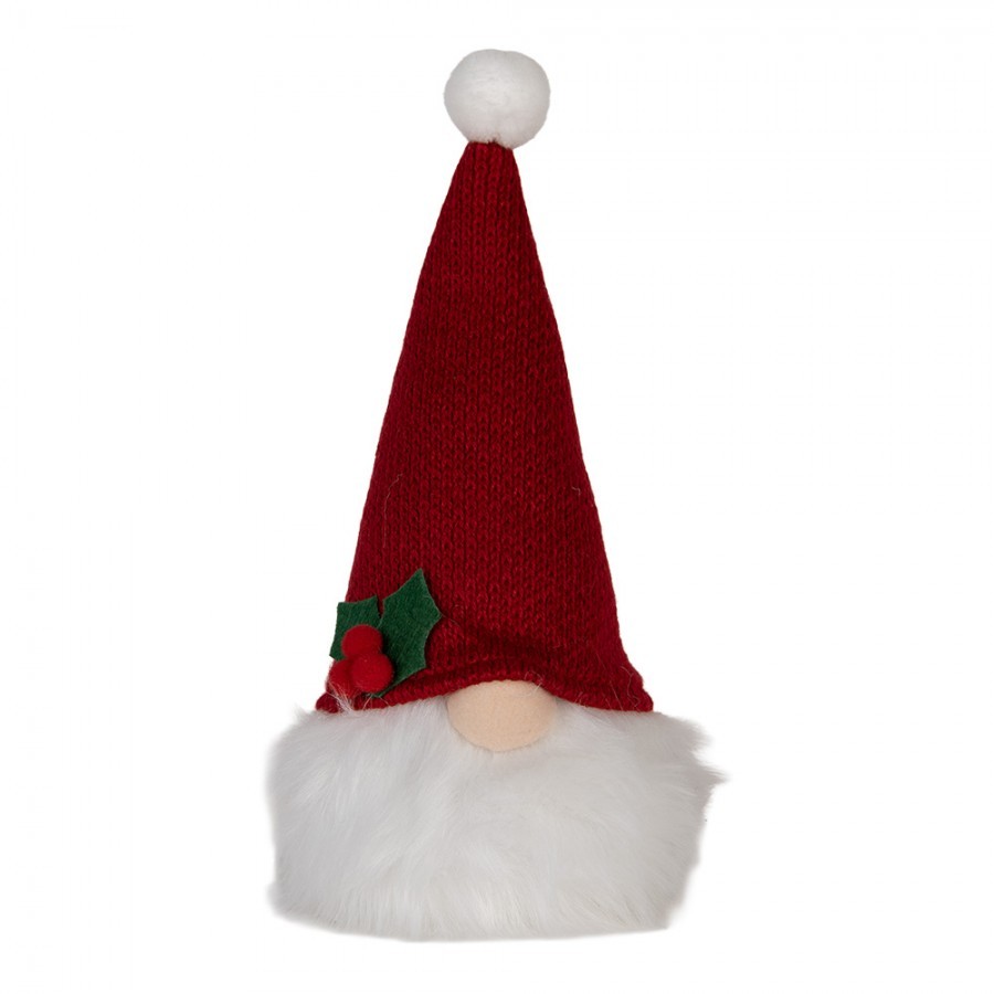 Christmas Decoration With LED Lighting Gnome 10x10x25 Cm Red Synthetic - 10.0 cm