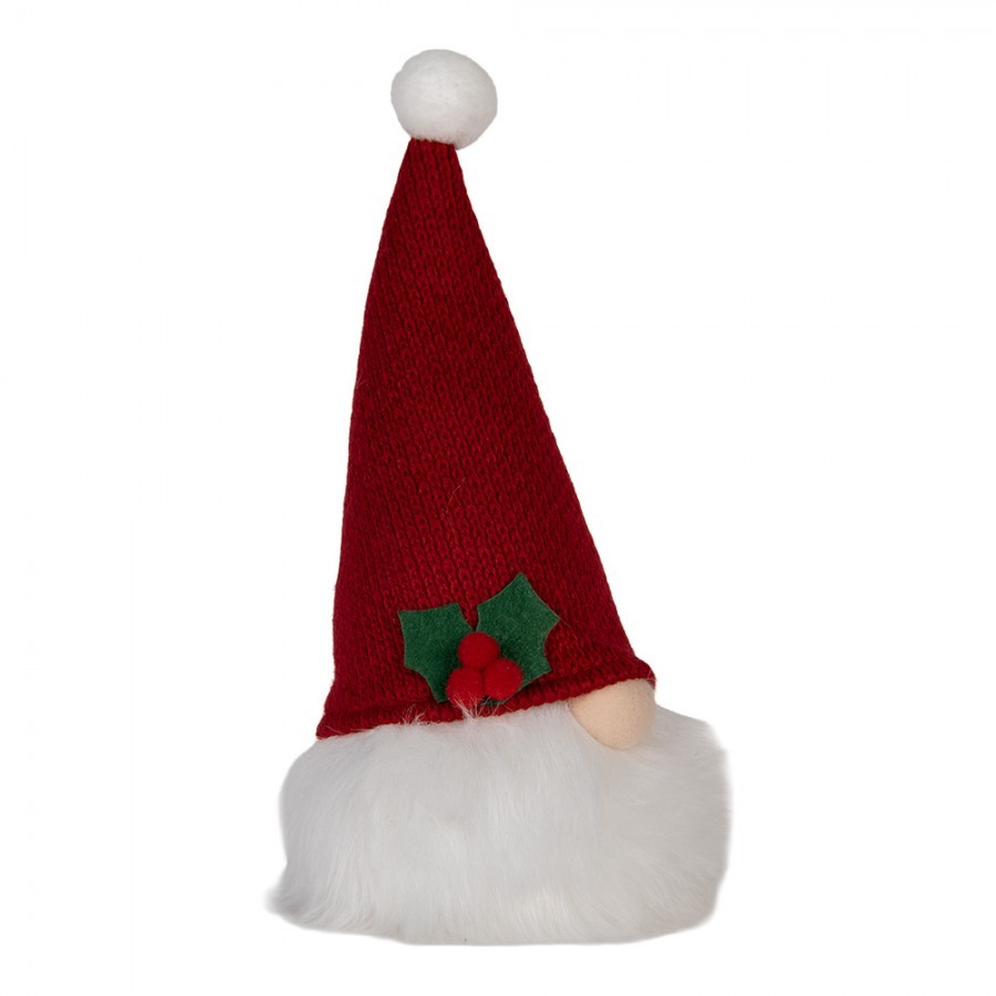 Christmas Decoration With LED Lighting Gnome 10x10x25 Cm Red Synthetic - 10.0 cm