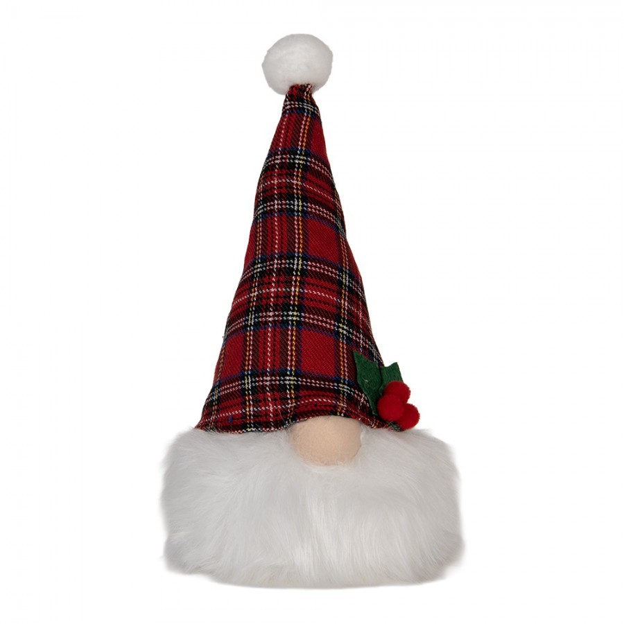  Vianočná svietiaca dekorácia škriatok Gnome LED v károvanej čiapke - 10*10*25 cm/ 3AA
