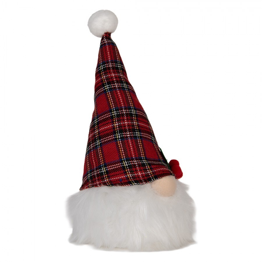 Christmas Decoration With LED Lighting Gnome 10x10x25 Cm Red Synthetic - 10.0 cm