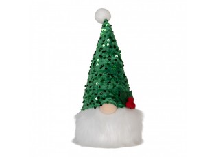 Christmas Decoration With LED Lighting Gnome 10x10x25 Cm Green Synthetic - 10.0 cm