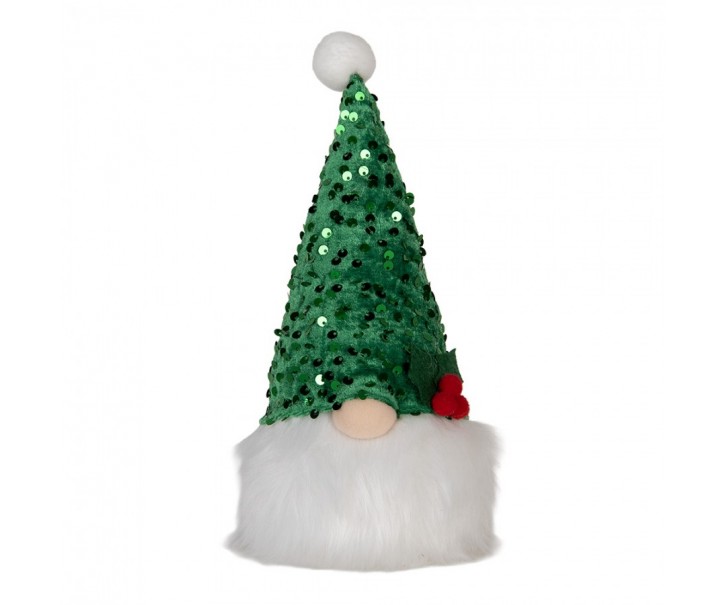 Christmas Decoration With LED Lighting Gnome 10x10x25 Cm Green Synthetic - 10.0 cm Clayre & Eef