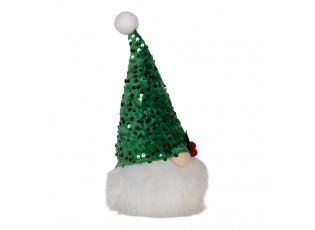Christmas Decoration With LED Lighting Gnome 10x10x25 Cm Green Synthetic - 10.0 cm