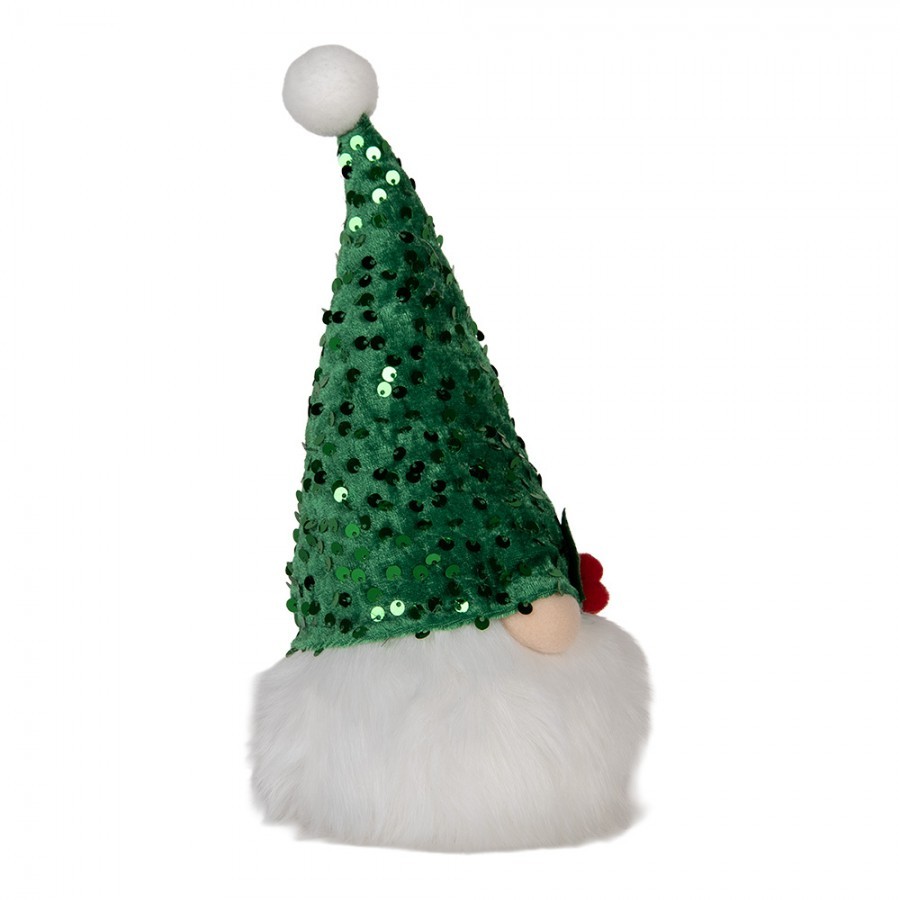 Vánoční svítící dekorace skřítek Gnome LED v zelené čepici - 10*10*25 cm/ 3AA
