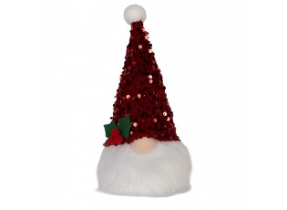 Christmas Decoration With LED Lighting Gnome 10x10x25 Cm Red Synthetic - 10.0 cm