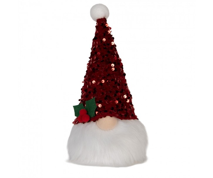 Christmas Decoration With LED Lighting Gnome 10x10x25 Cm Red Synthetic - 10.0 cm Clayre & Eef
