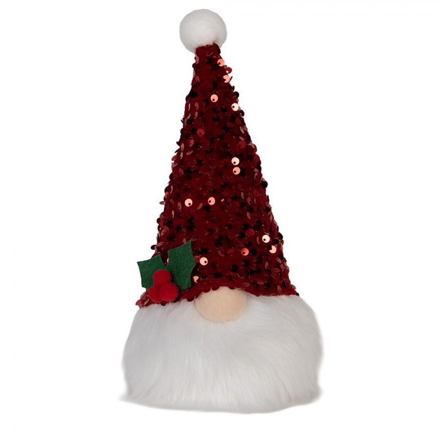 Vánoční svítící dekorace skřítek Gnome LED v červené čepici - 10*10*25 cm/ 3AA