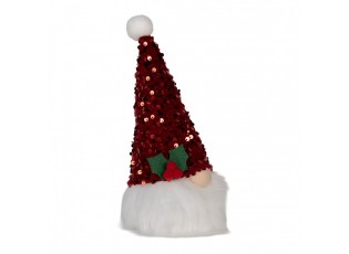 Christmas Decoration With LED Lighting Gnome 10x10x25 Cm Red Synthetic - 10.0 cm