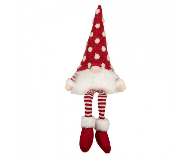 Christmas Decoration With LED Lighting Gnome 16x12x32/60 Cm Red Synthetic - 16.0 cm Clayre & Eef