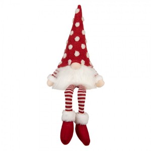 Vánoční dekorace skřítek s puntíkatou čepicí Gnome LED - 16*12*32/60 cm