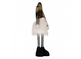 Christmas Decoration With LED Lighting Gnome 8x12x56 Cm Gold Colored Synthetic - 8.0 cm