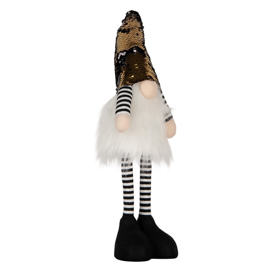 Christmas Decoration With LED Lighting Gnome 8x12x56 Cm Gold Colored Synthetic - 8.0 cm