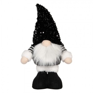 Vánoční dekorace svítící skřítek s flitrovanou čepicí Gnome LED - 10*15*38 cm