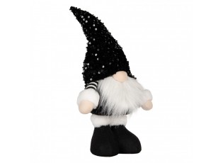 Christmas Decoration With LED Lighting Gnome 10x15x38 Cm Black Synthetic - 10.0 cm