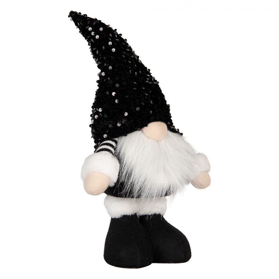Christmas Decoration With LED Lighting Gnome 10x15x38 Cm Black Synthetic - 10.0 cm
